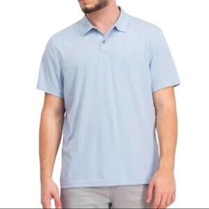 Tasso Elba SUPIMA Light Blue Short Sleeve Polo Shirt Size Large